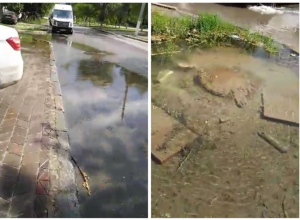 Больше месяца водой из колодца затапливает улицы на юге Волгограда Больше месяца водой из колодца затапливает улицы на юге Волгограда